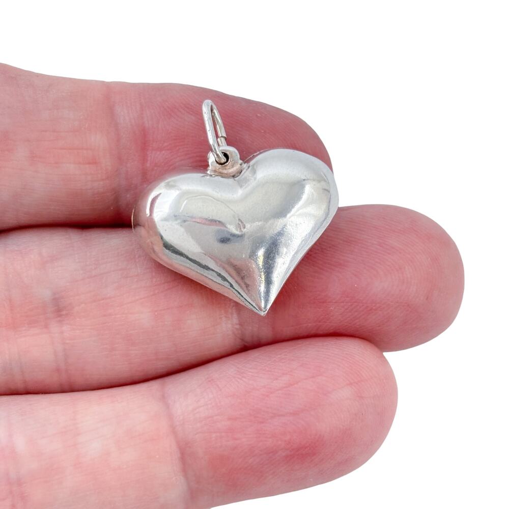 Vintage Sterling Silver 925 Puffy Heart Pendant